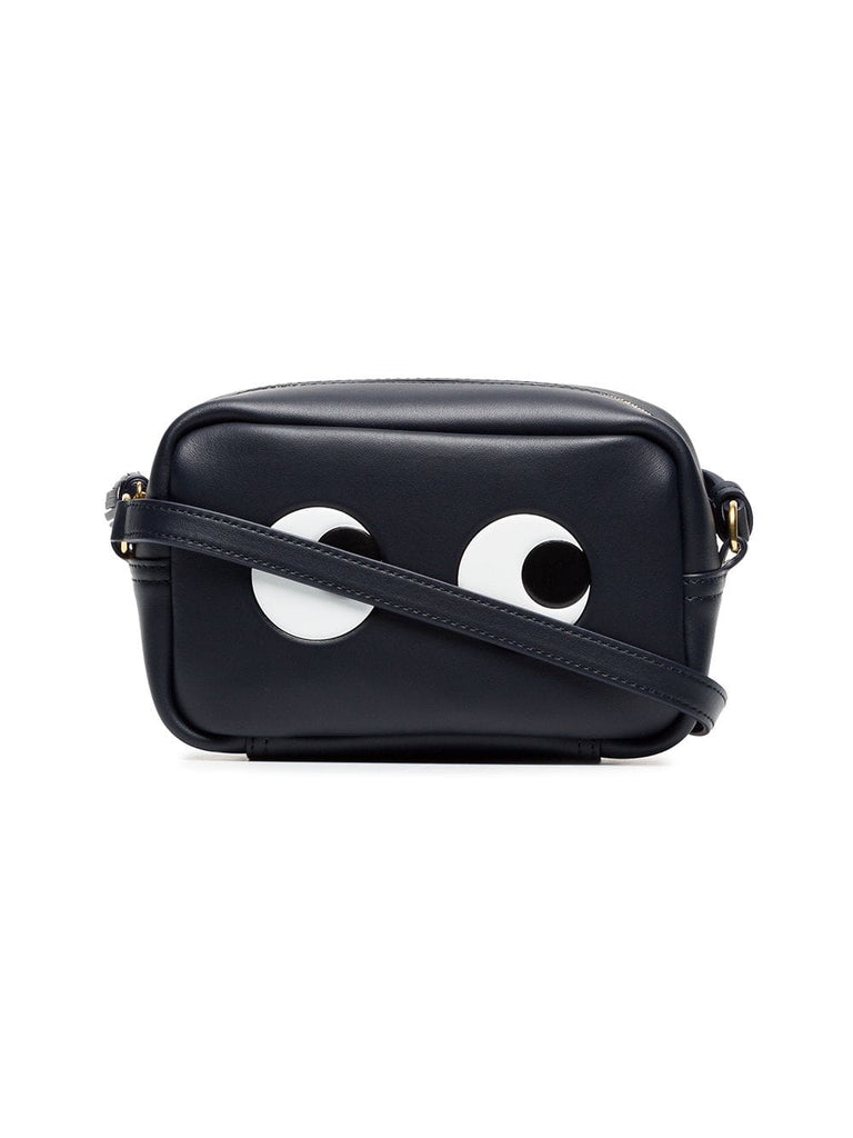 black and white mini eyes leather crossbody bag