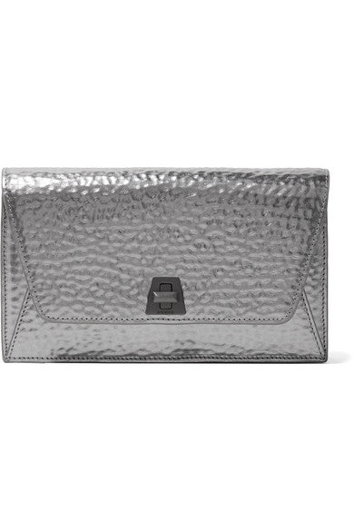 Anouk Envelope metallic textured-leather clutch