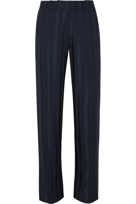 Daria striped satin-jacquard straight-leg pants