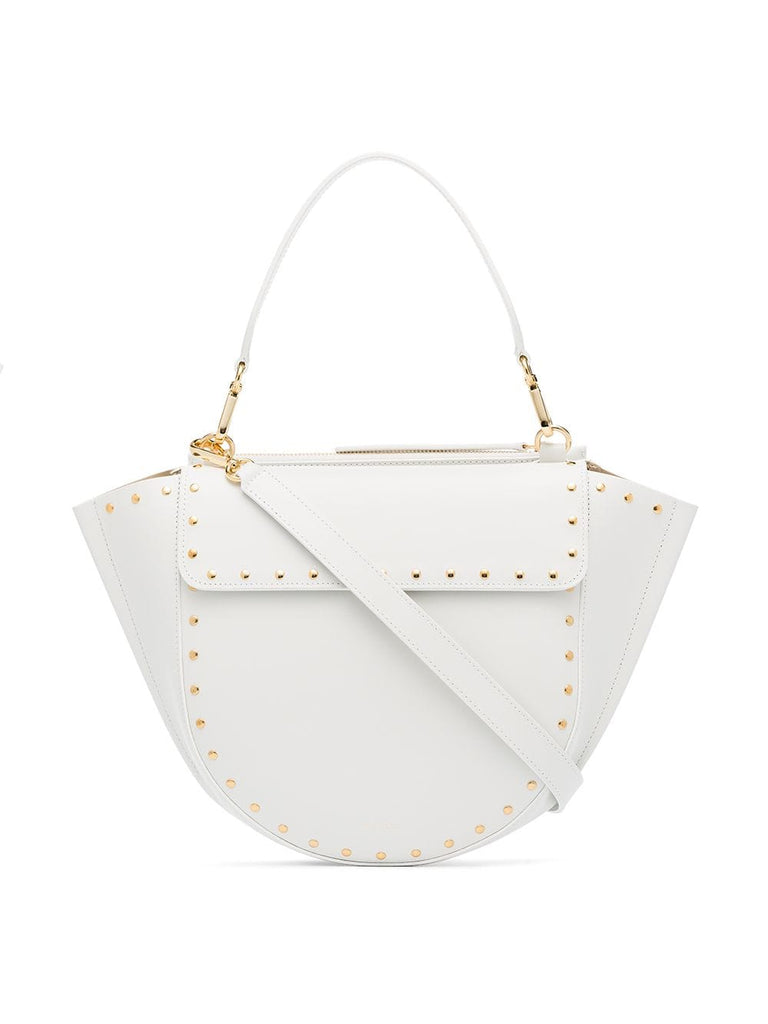 White Hortensia Medium Leather Shoulder Bag