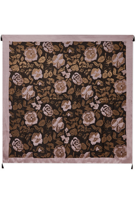 Tasseled silk-jacquard scarf