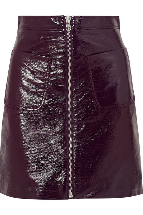 Coated-cotton mini skirt