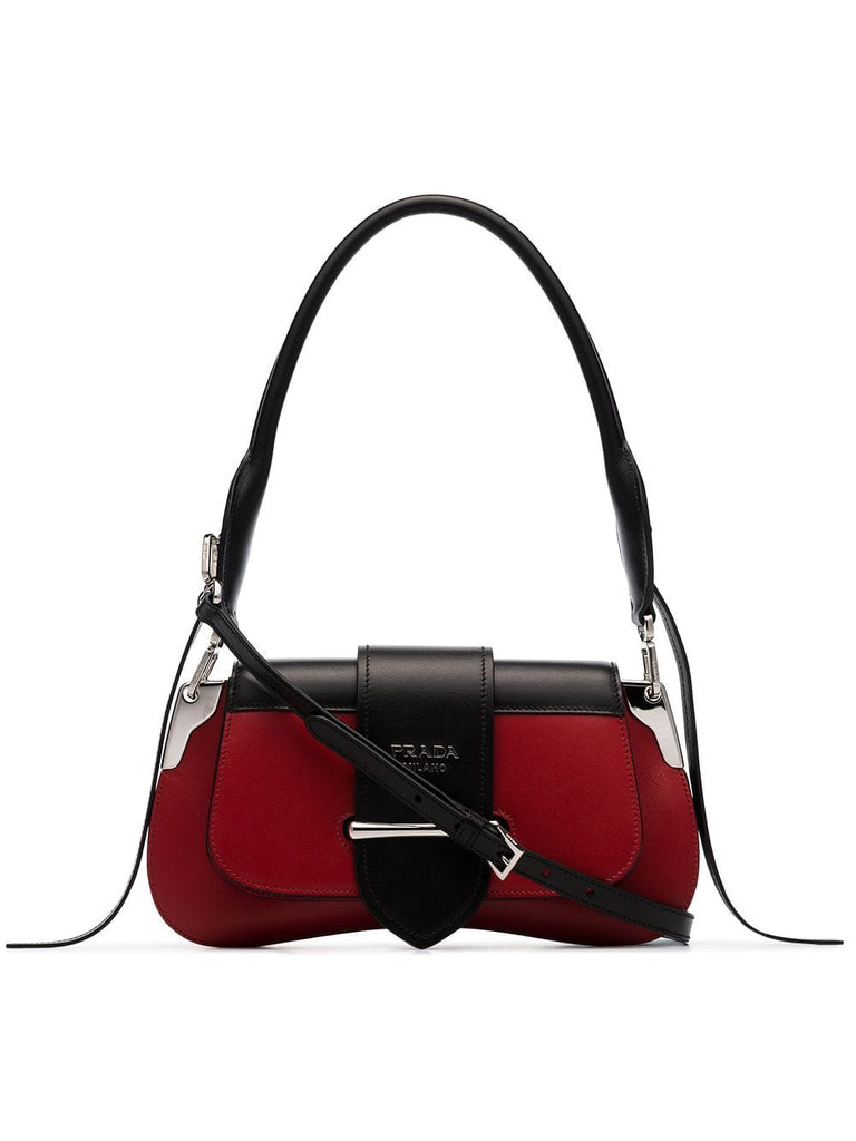 black and red sidonie leather shoulder bag