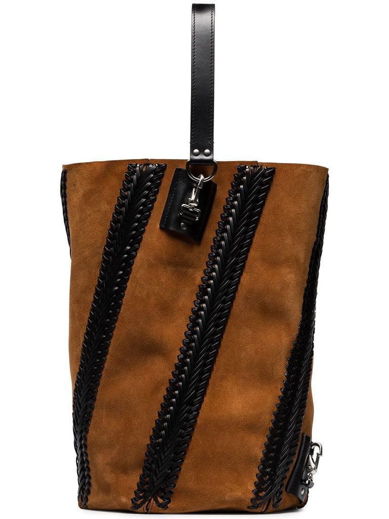 wood Large Hex Bucket Bag