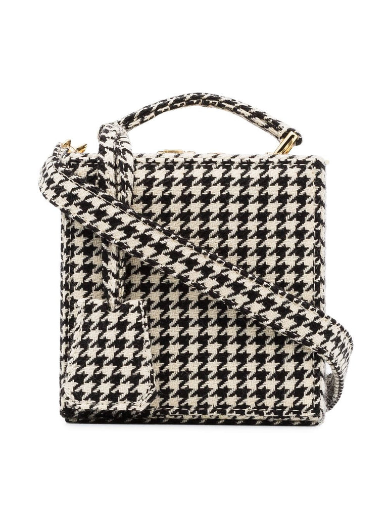 black and white tweed wool box bag