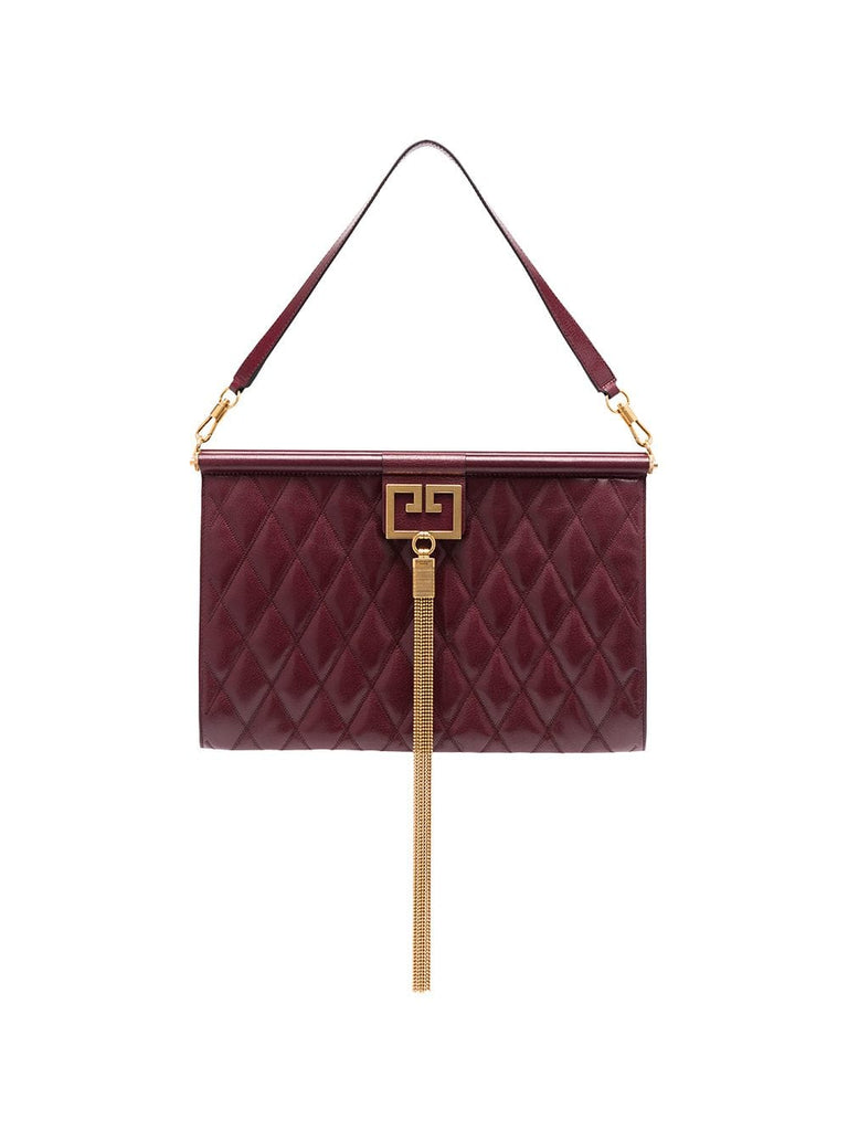 burgundy Gem large quilted goat skin shoulder bag