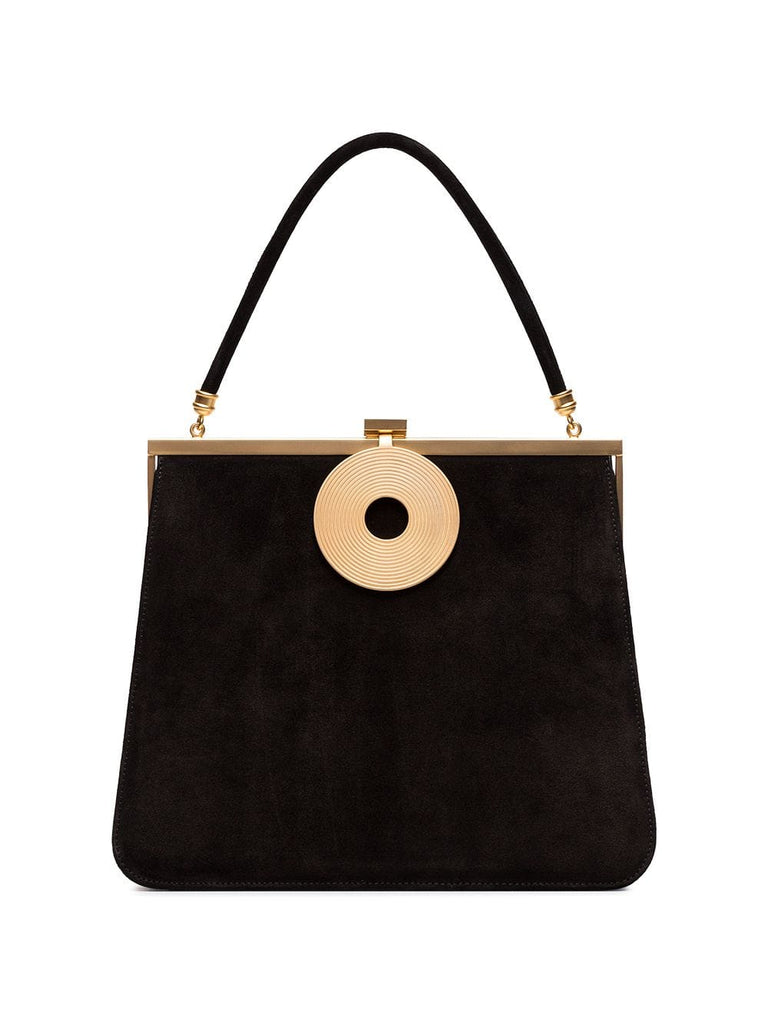 black monologue suede leather tote bag