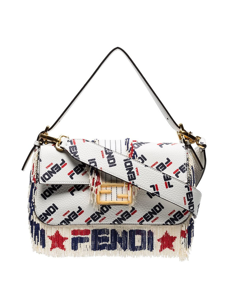 white FendiMania Baguette shoulder bag