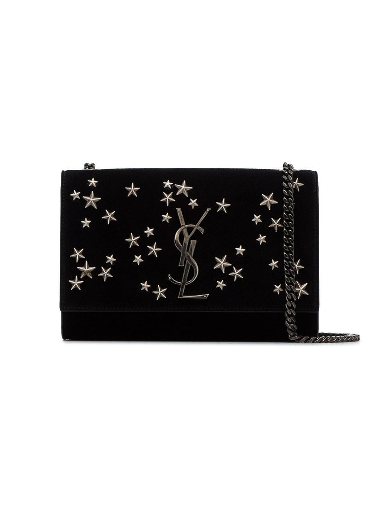 black Kate star embellished suede shoulder bag