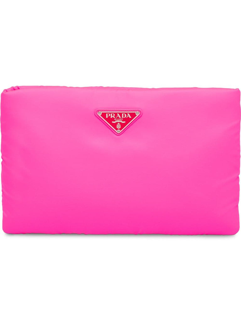 neon pink medium padded clutch