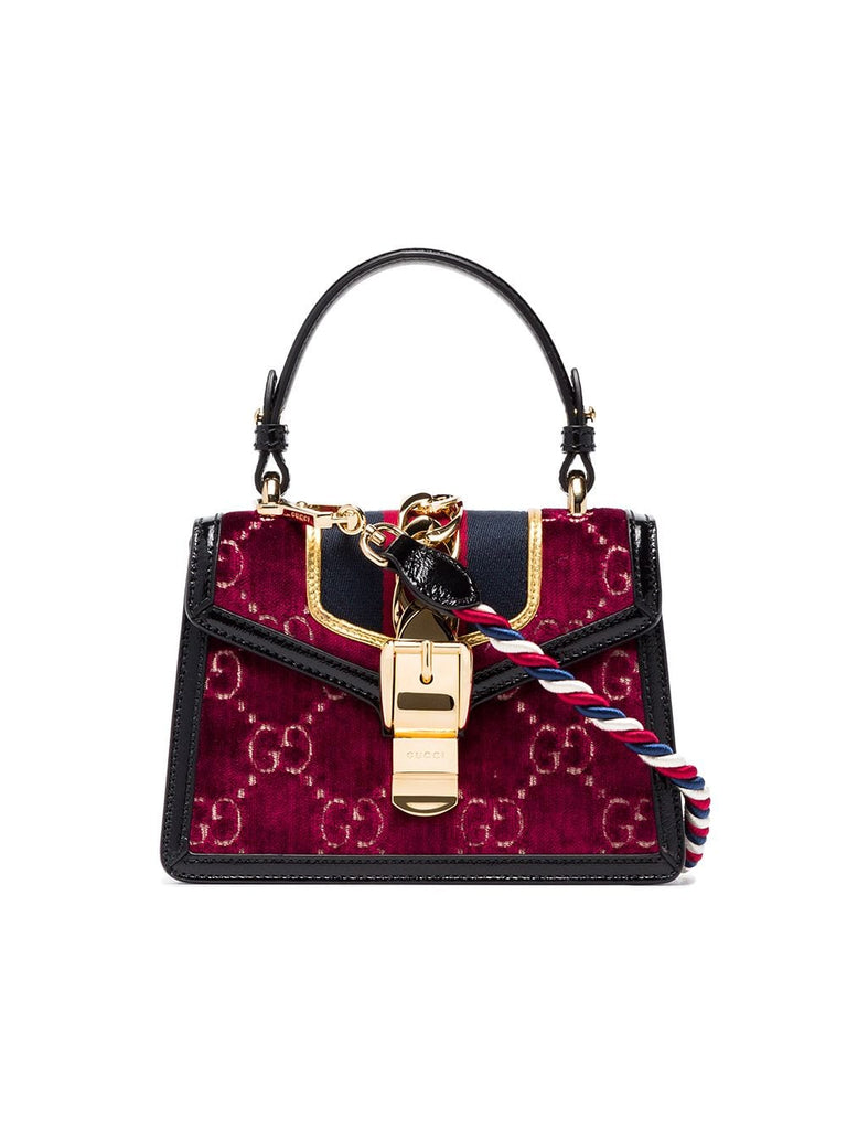 multicoloured Sylvie mini logo velvet and leather shoulder bag