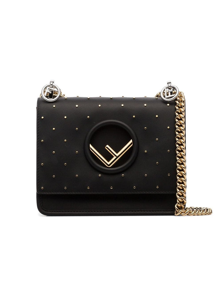 black Kan I stud embellished leather shoulder bag