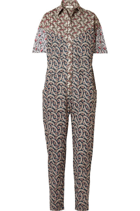 Lindsie printed cotton-poplin jumpsuit