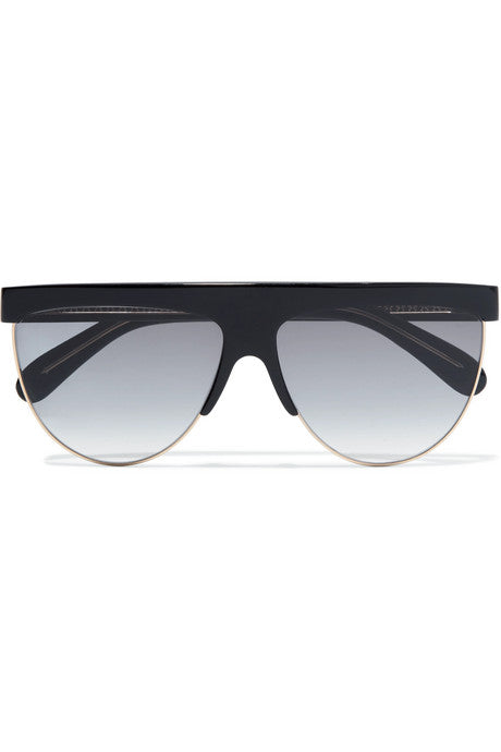 D-frame acetate and gold-tone sunglasses