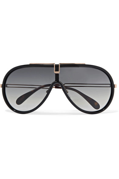 D-frame acetate and rose gold-tone sunglasses