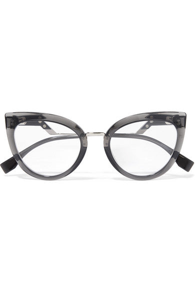 Cat-eye acetate and silver-tone optical glasses