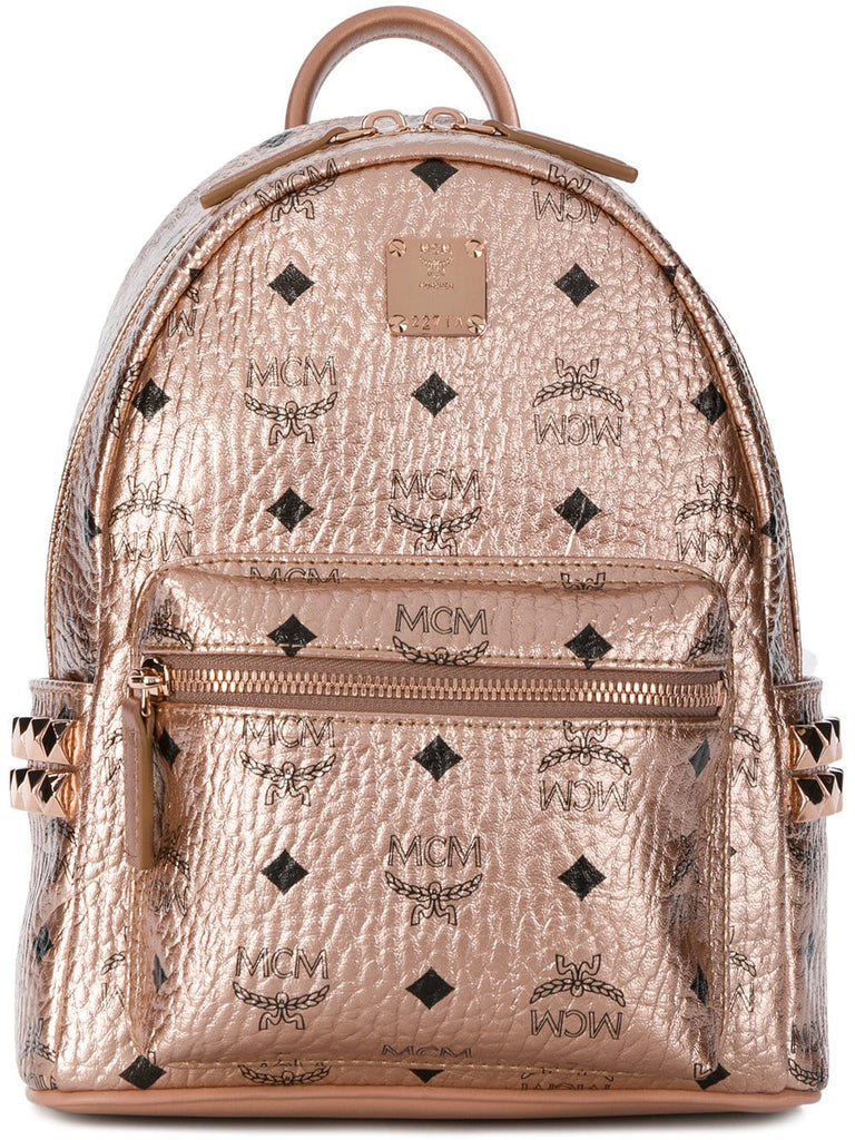 logo print metallic backpack