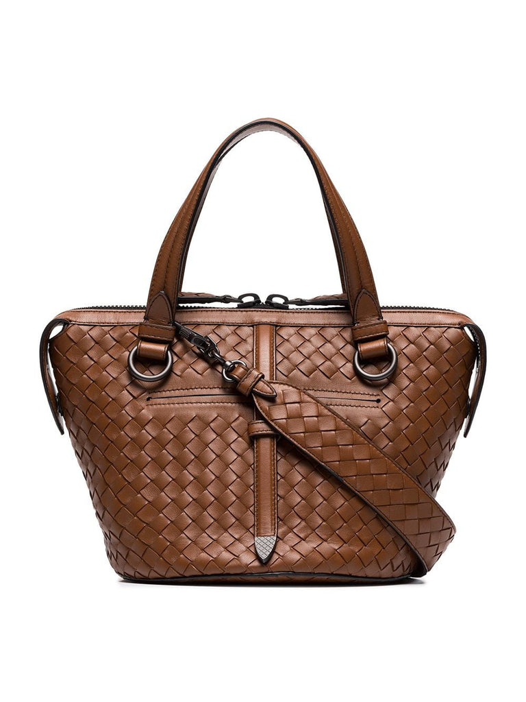 brown Tambura woven leather shoulder bag