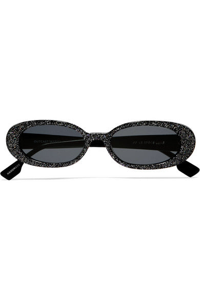 Outcast round-frame glittered acetate sunglasses