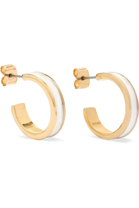 Gold-tone and enamel hoop earrings