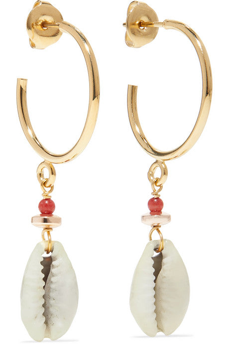 Gold-tone shell earrings