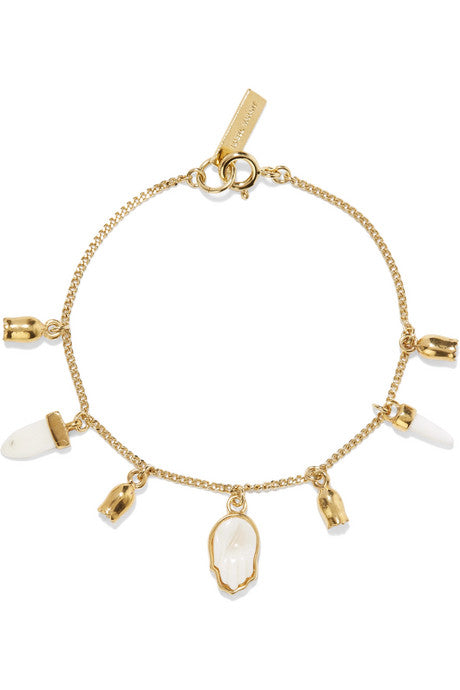 Gold-tone, bone and enamel bracelet