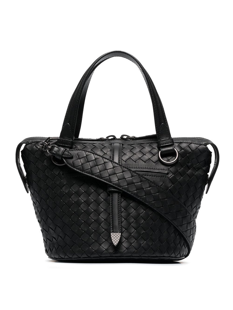 Black Tambura Woven Leather Shoulder Bag