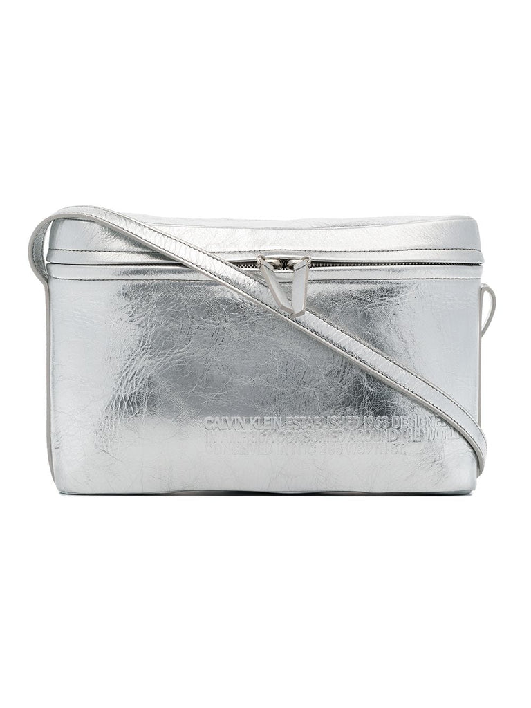 Silver Leather Crossbody Bag