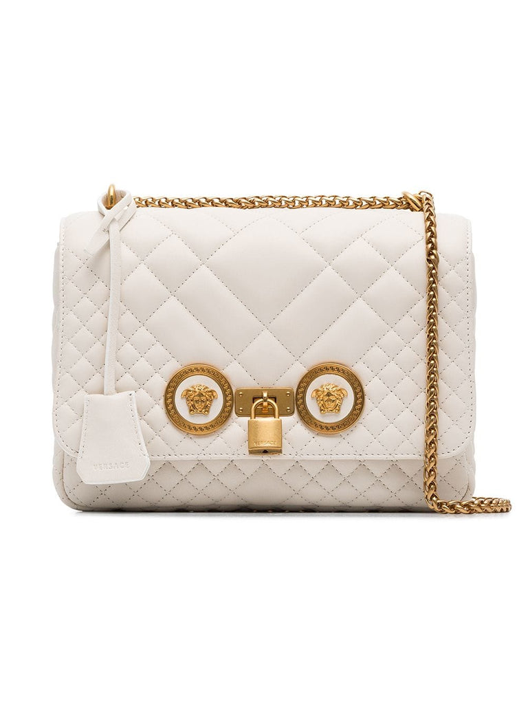 white quilted chain shoulder bag