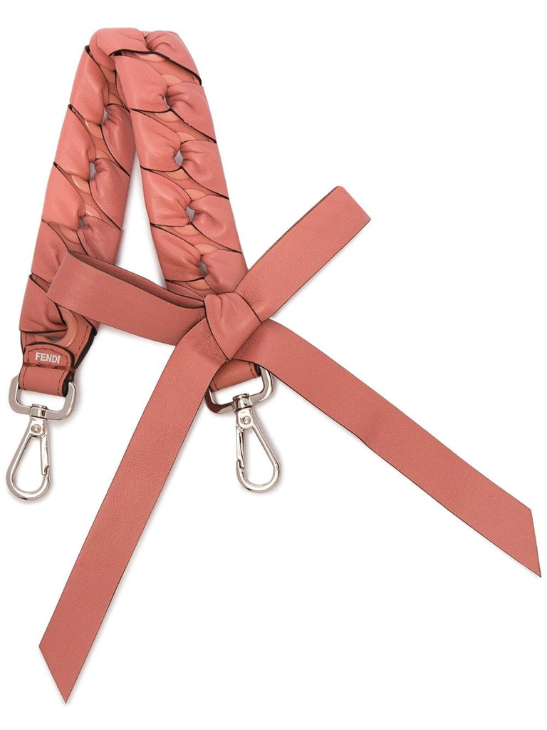 Pink braided leather bag strap