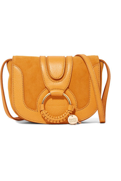 Hana mini textured-leather and suede shoulder bag