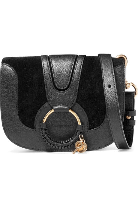 Hana small textured-leather and suede shoulder bag