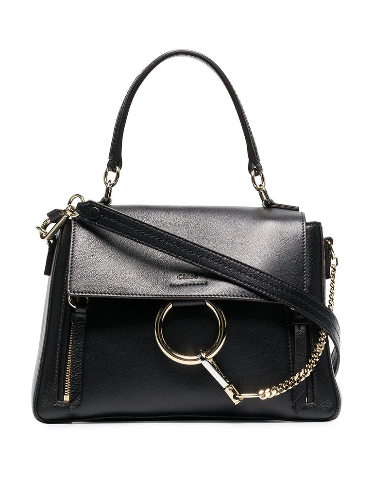 Black leather faye day bag