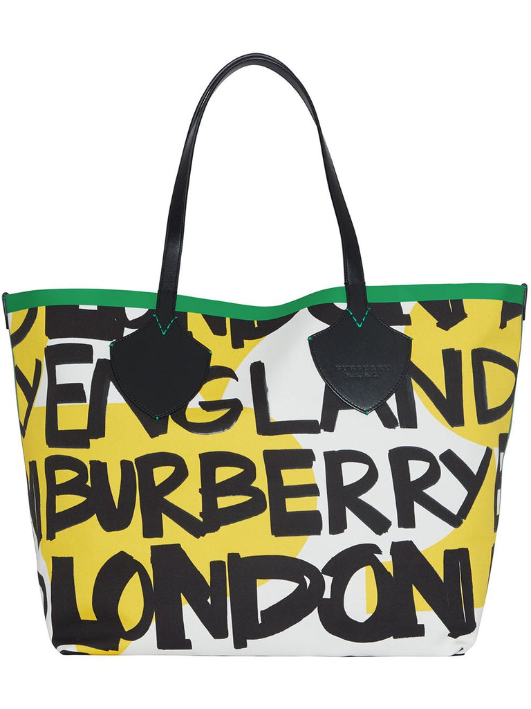 multicoloured The Giant Tote in Graffiti Print Cotton