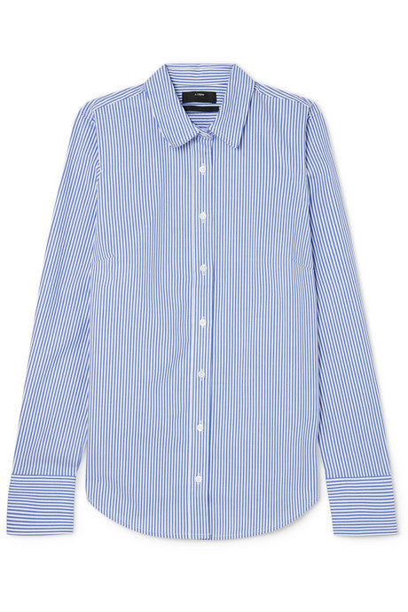 Perfect striped cotton-blend poplin shirt