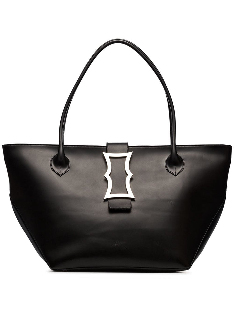 black lament leather tote bag