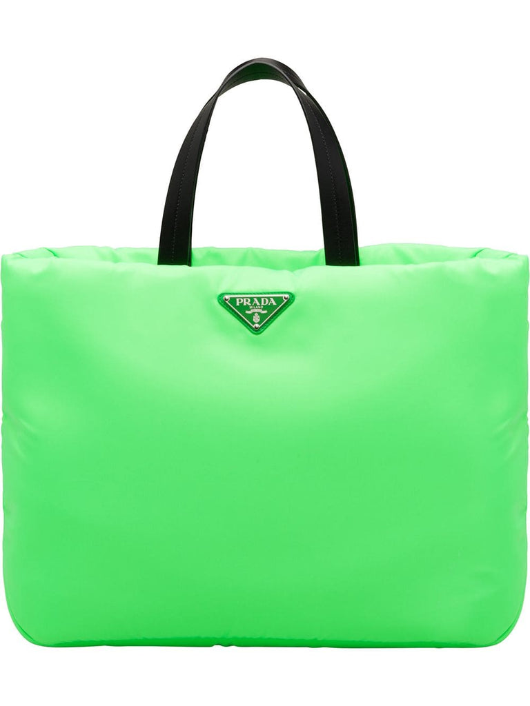 neon green padded tote bag