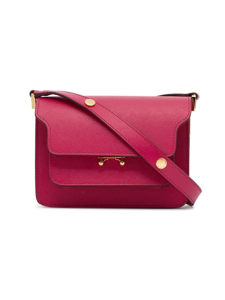 pink small trunk leather shoulder bag