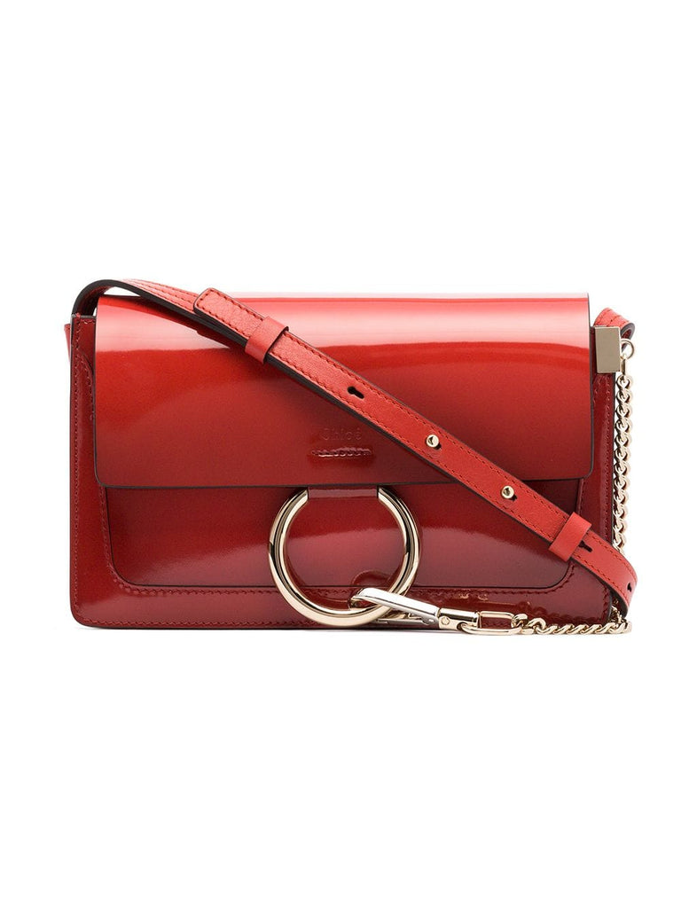 red Faye small patent leather shoulder bag