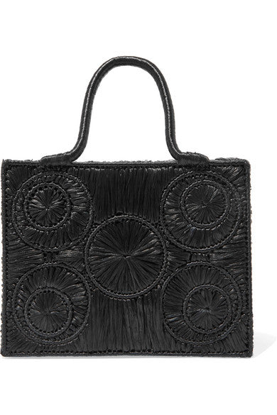 Caba leather-trimmed raffia tote