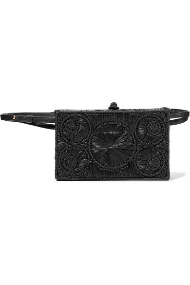 Mia leather-trimmed raffia belt bag