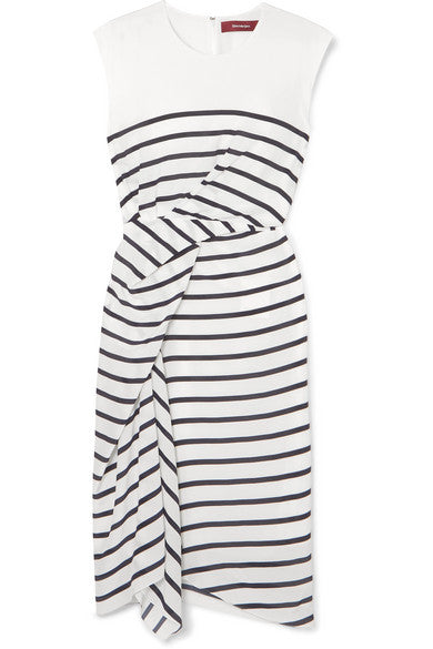 Anita asymmetric striped silk-crepe dress