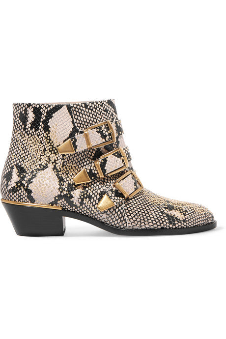 Susanna studded snake-effect leather ankle boots