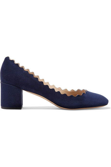 Lauren scalloped suede pumps