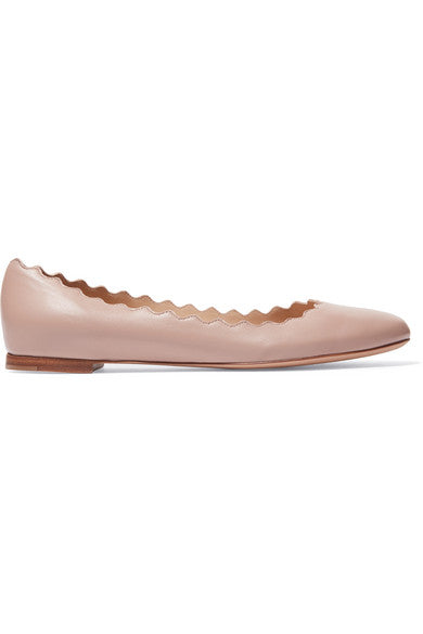 Lauren scalloped leather ballet flats