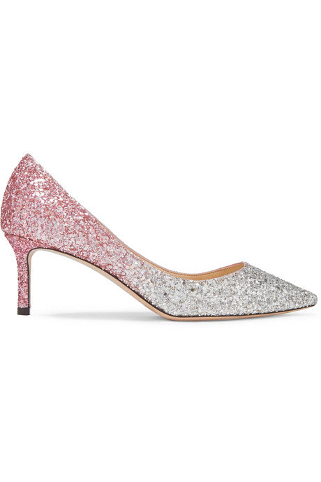 Romy 60 glittered leather pumps