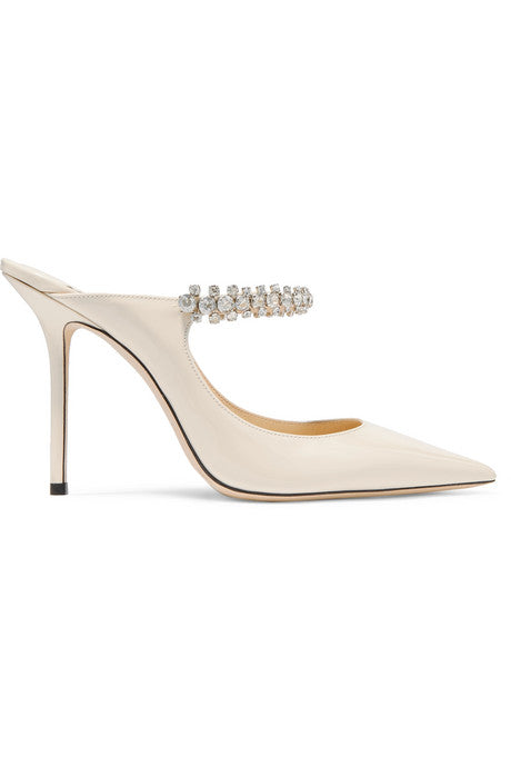 Bing 100 crystal-embellished patent-leather mules