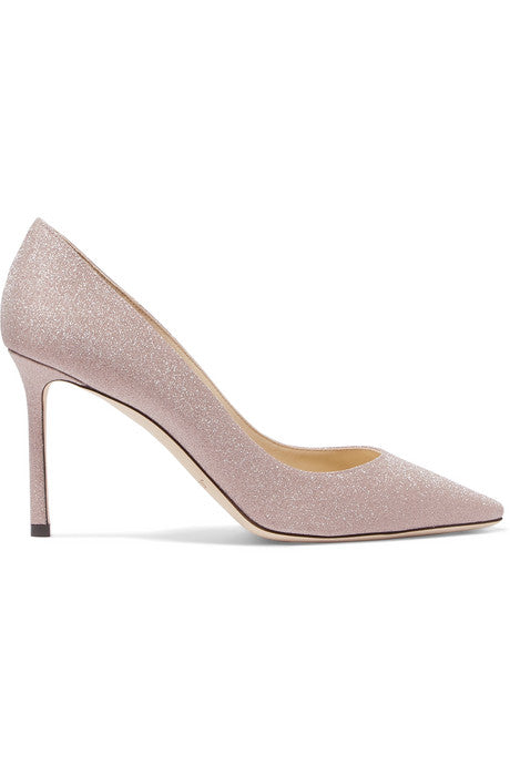Romy 85 glittered leather pumps