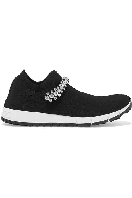 Verona crystal-embellished stretch-knit sneakers