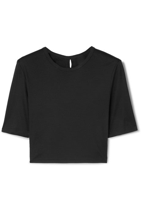 Cropped twist-back cotton-jersey T-shirt